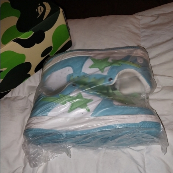 NIB BAPESTA Blue/Green/White Shoes - Picture 2 of 16